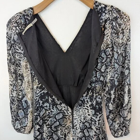 Alice+Olivia Coco Burnout Midi Crepe de Chine Silk Dress, Sz 0 - Picture 5 of 9